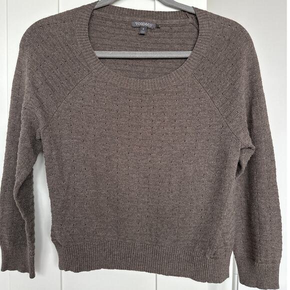 Toad & Co. Brown 100% Organic Cotton Summery Cropped Pullover Sweater,Size S,EUC - Picture 3 of 8